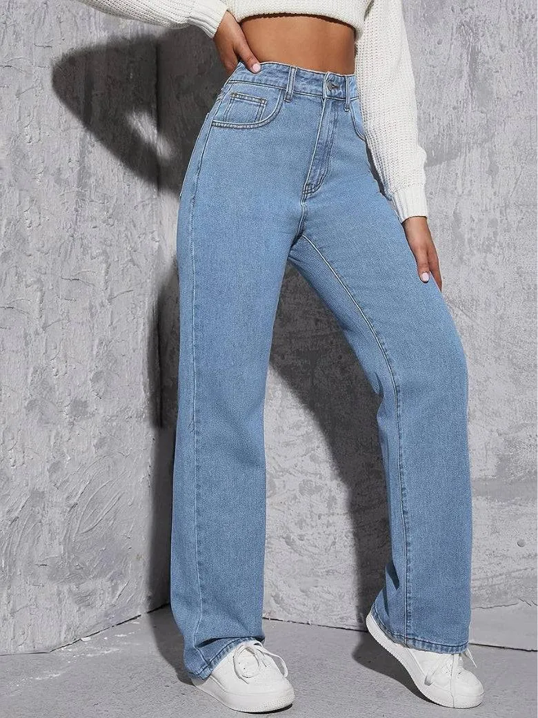 Stonewash Streamline Wide Fit Jeans