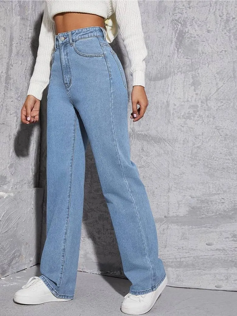 Stonewash Streamline Wide Fit Jeans
