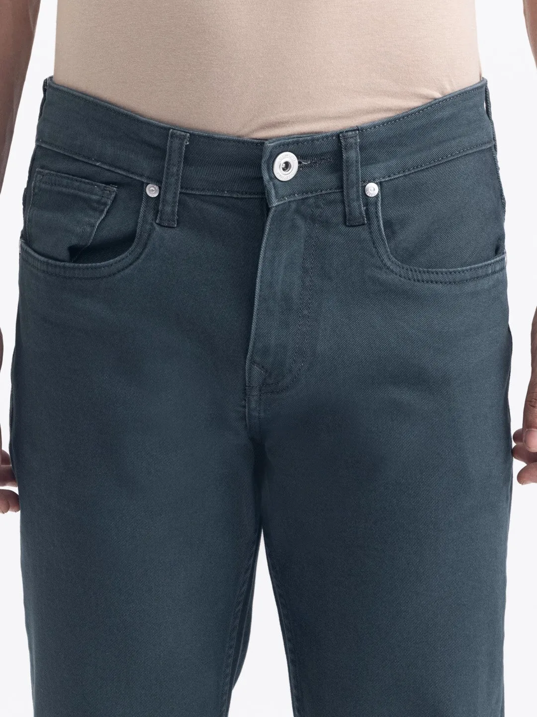 Straight Fit Green Denim Jeans
