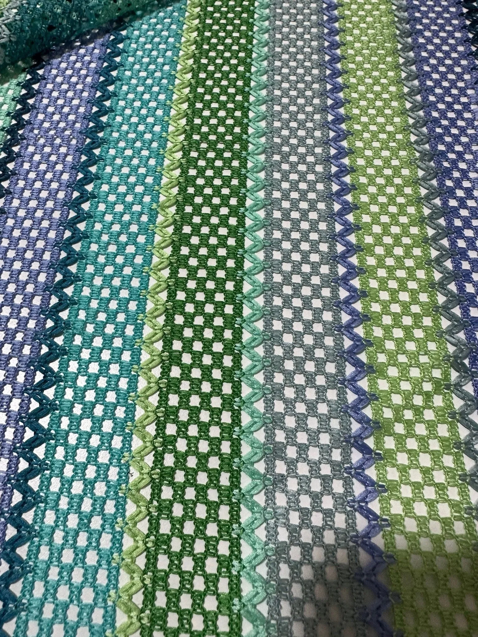 Striped Knit Mesh Fabric in Green Tones for Creative Projects