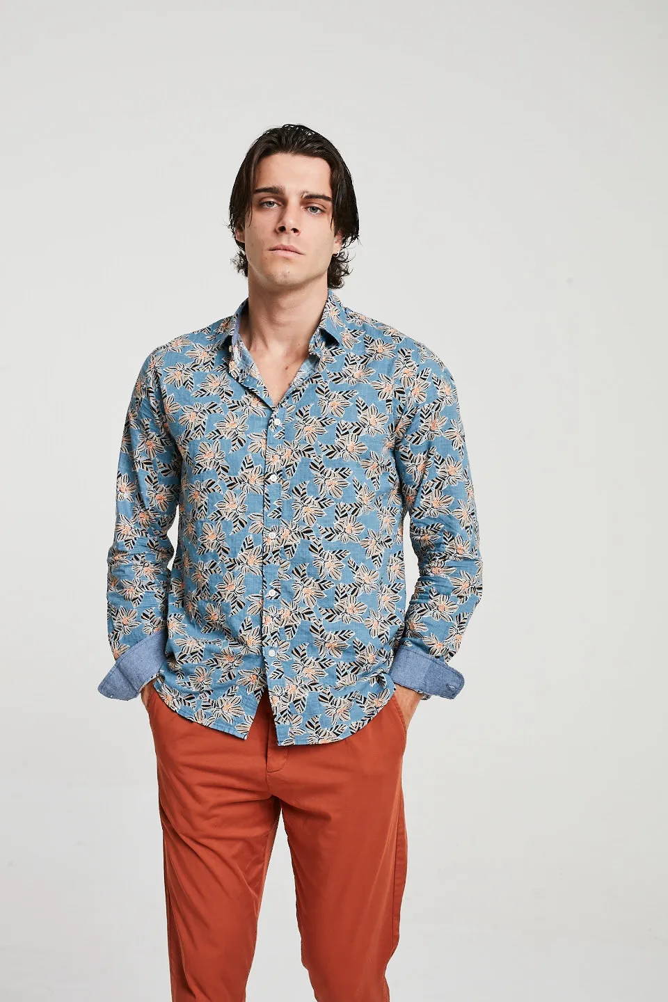 Summer Heaven Print Shirt In Teal
