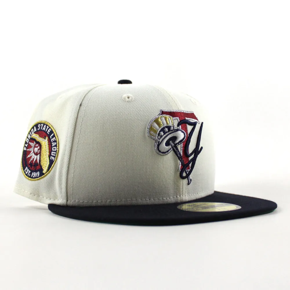 TAMPA YANKEES Florida State League Patch New Era 59Fifty Fitted Hat (Chrome White Navy  Green Under Brim)