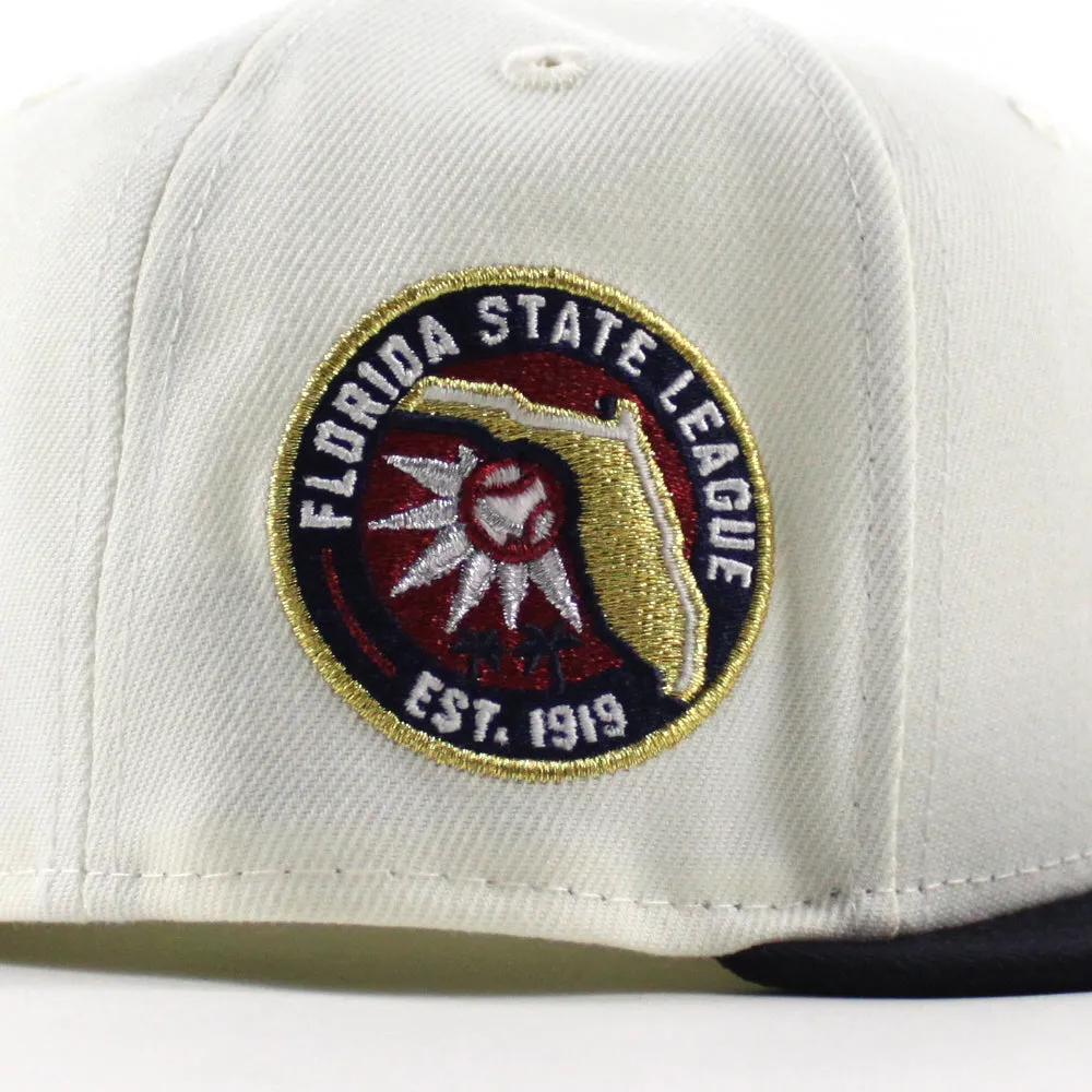 TAMPA YANKEES Florida State League Patch New Era 59Fifty Fitted Hat (Chrome White Navy  Green Under Brim)