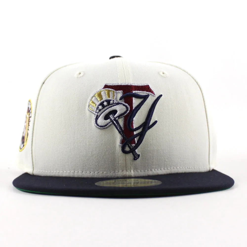 TAMPA YANKEES Florida State League Patch New Era 59Fifty Fitted Hat (Chrome White Navy  Green Under Brim)