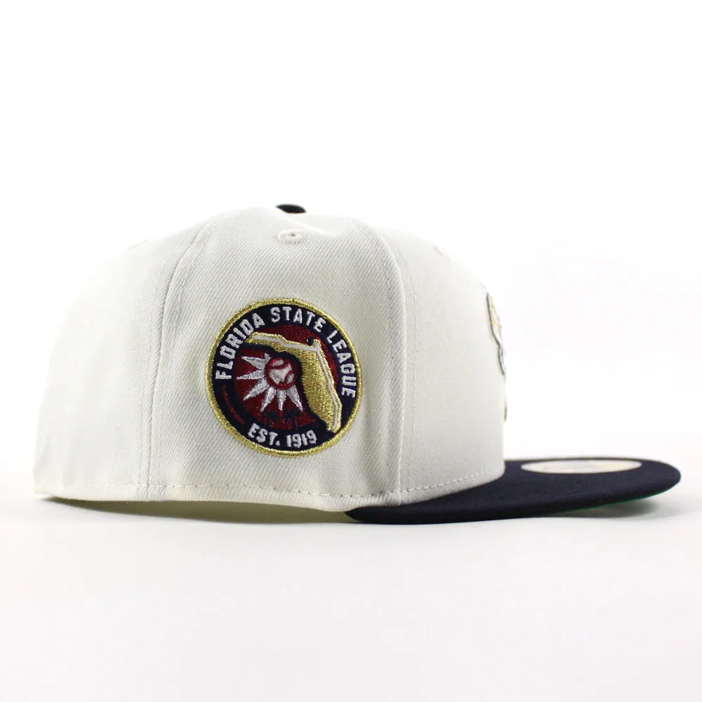 TAMPA YANKEES Florida State League Patch New Era 59Fifty Fitted Hat (Chrome White Navy  Green Under Brim)