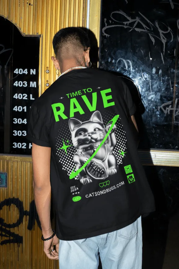 Techno T-Shirt | Time to Rave Cat | Techno Outfit