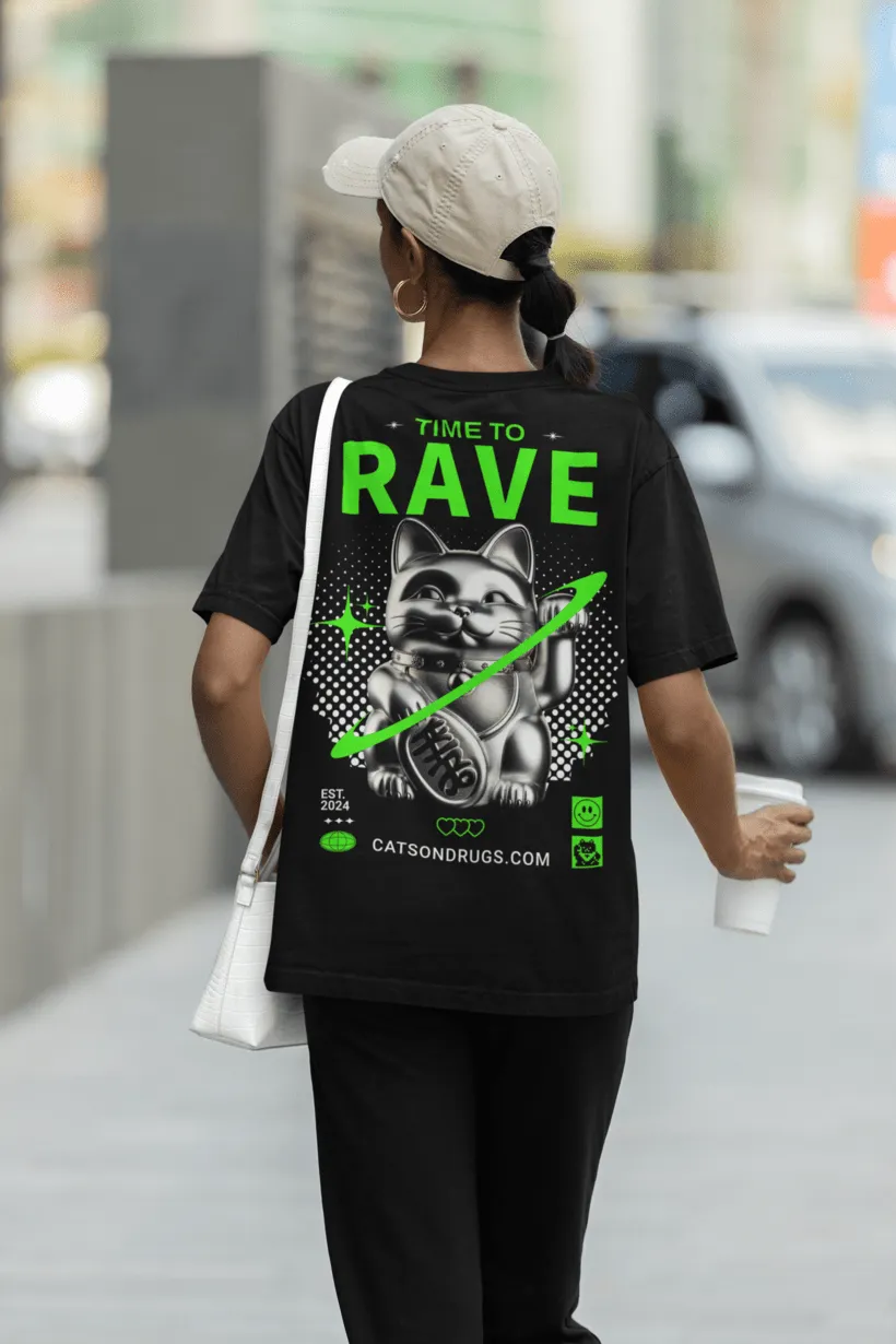 Techno T-Shirt | Time to Rave Cat | Techno Outfit