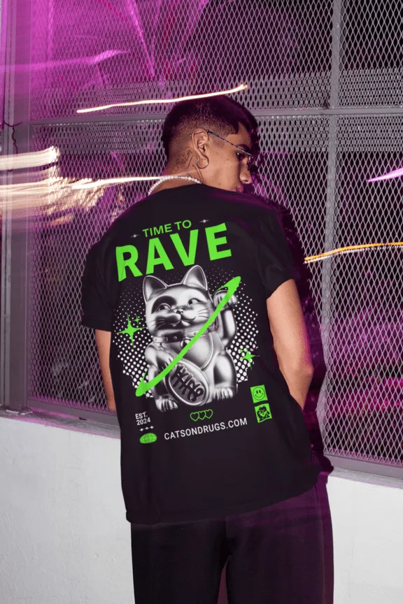 Techno T-Shirt | Time to Rave Cat | Techno Outfit