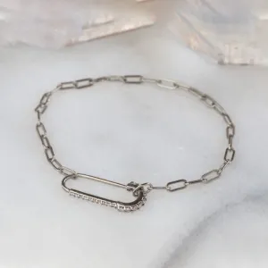 The White Diamond Pavé Pin Bracelet | Sterling Silver