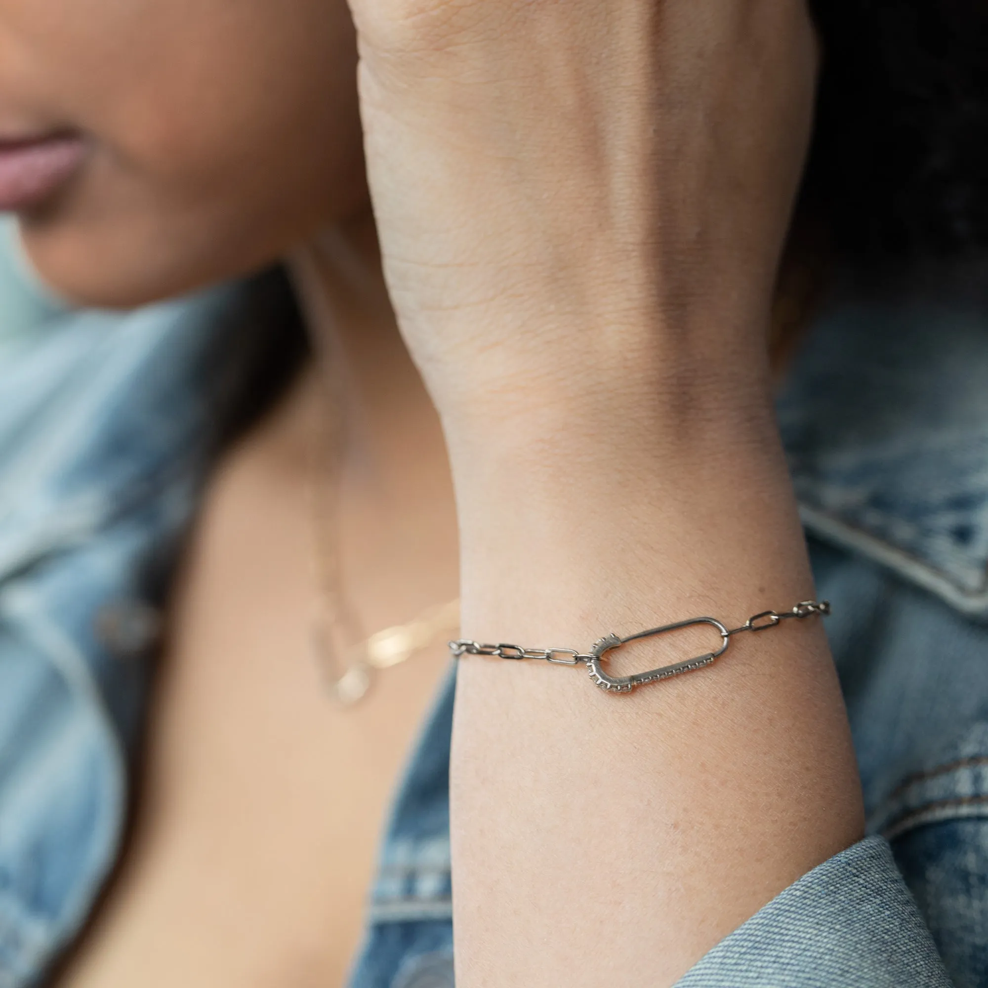 The White Diamond Pavé Pin Bracelet | Sterling Silver