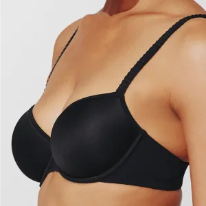 ThirdLove 24/7 Classic Smooth Black T-Shirt Bra with Pleated Straps