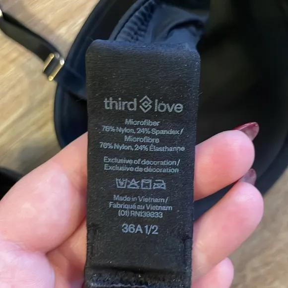 ThirdLove 24/7 Classic Smooth Black T-Shirt Bra with Pleated Straps