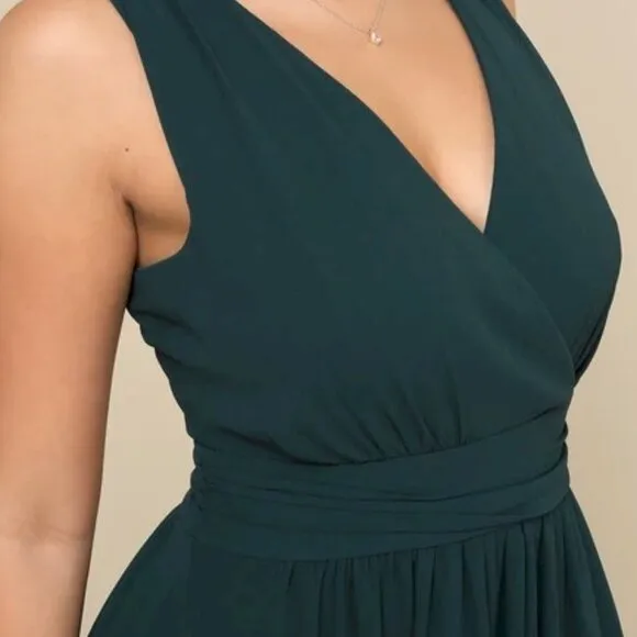 Thoughts of Hue Emerald Green Surplice Maxi Dress Size Large NWOT