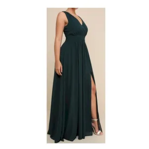 Thoughts of Hue Emerald Green Surplice Maxi Dress Size Large NWOT