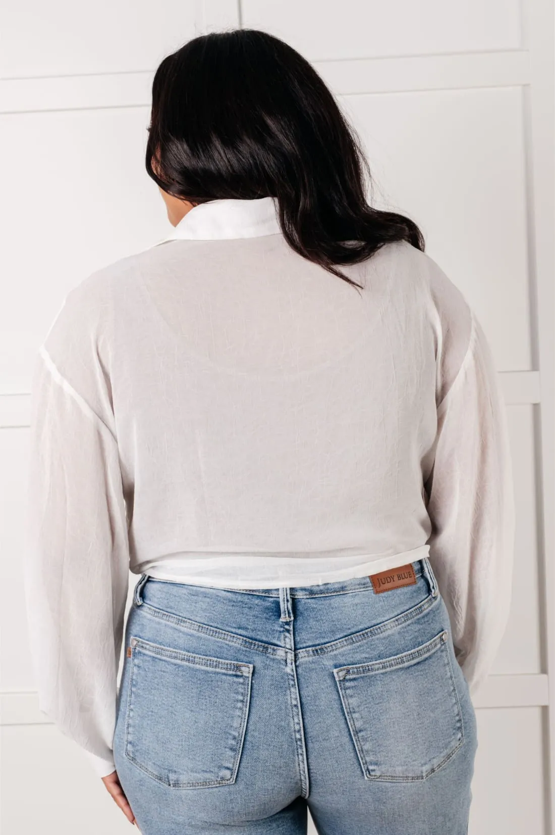 Tie Front Cropped Button Up Shirt