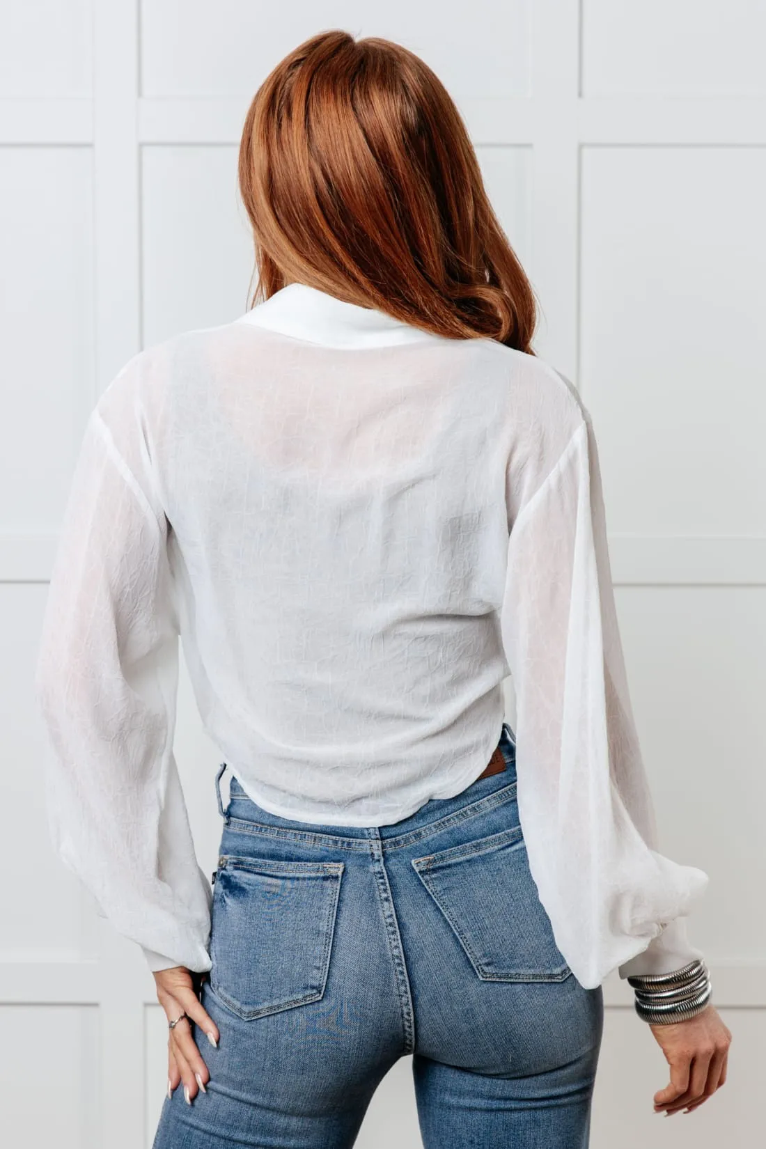 Tie Front Cropped Button Up Shirt