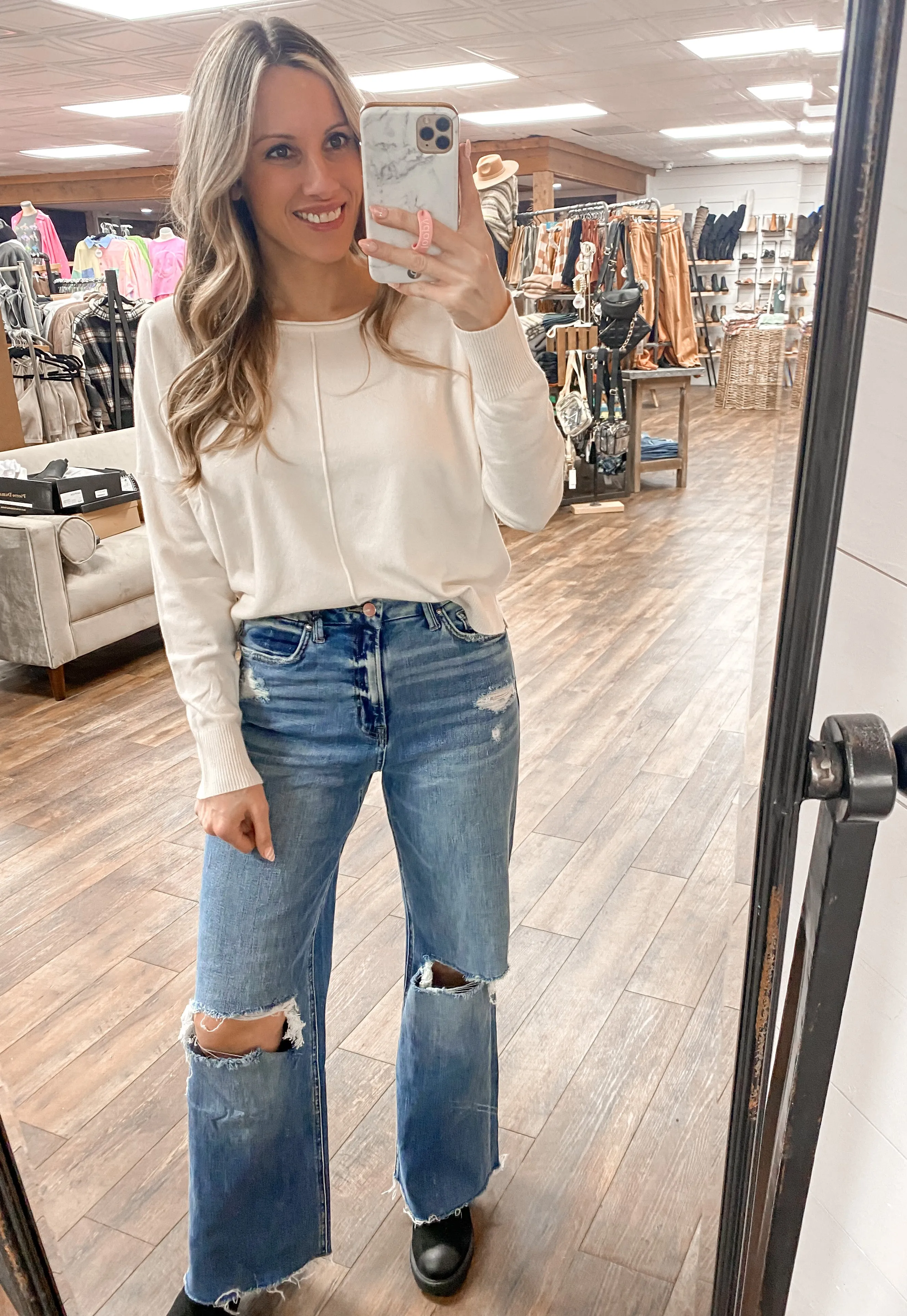 Time is Up Stretch High Rise Wide Leg Jeans