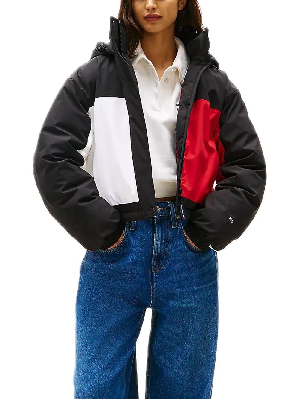 Tjw Crop Flag Puffer - Black