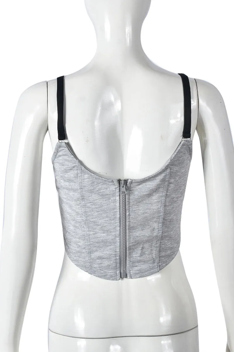 TL603 Number Embroidered Cropped Tank Top