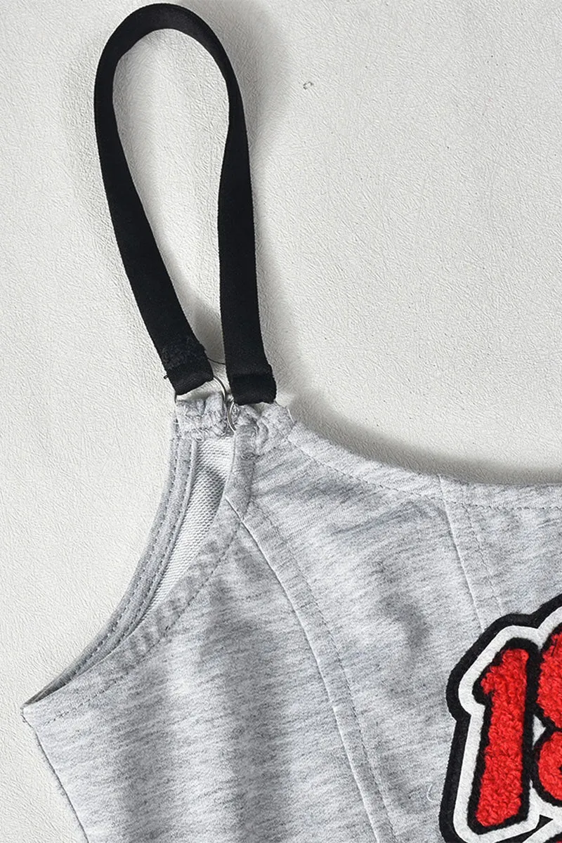 TL603 Number Embroidered Cropped Tank Top