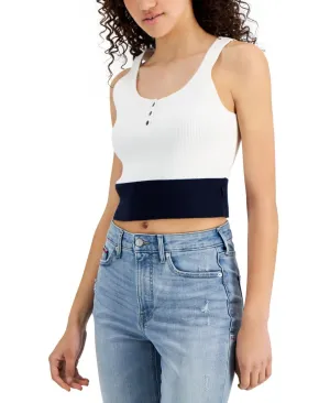 Tommy Jeans Womens Cotton Cropped Colorblocked Sweater Tank Top T2ES0BGZ