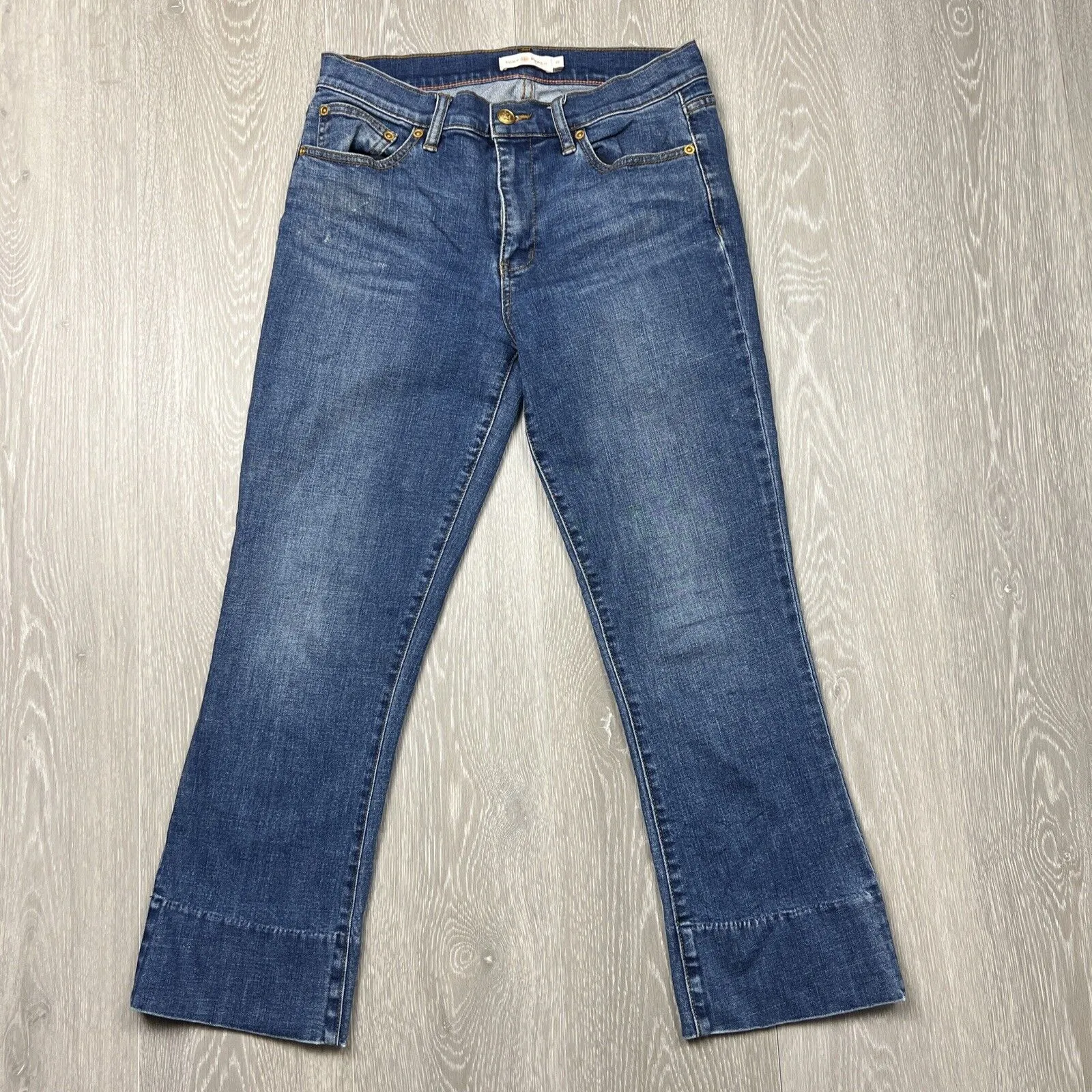 Tory Burch Womens Cropped Denim Blue Jeans Size 26