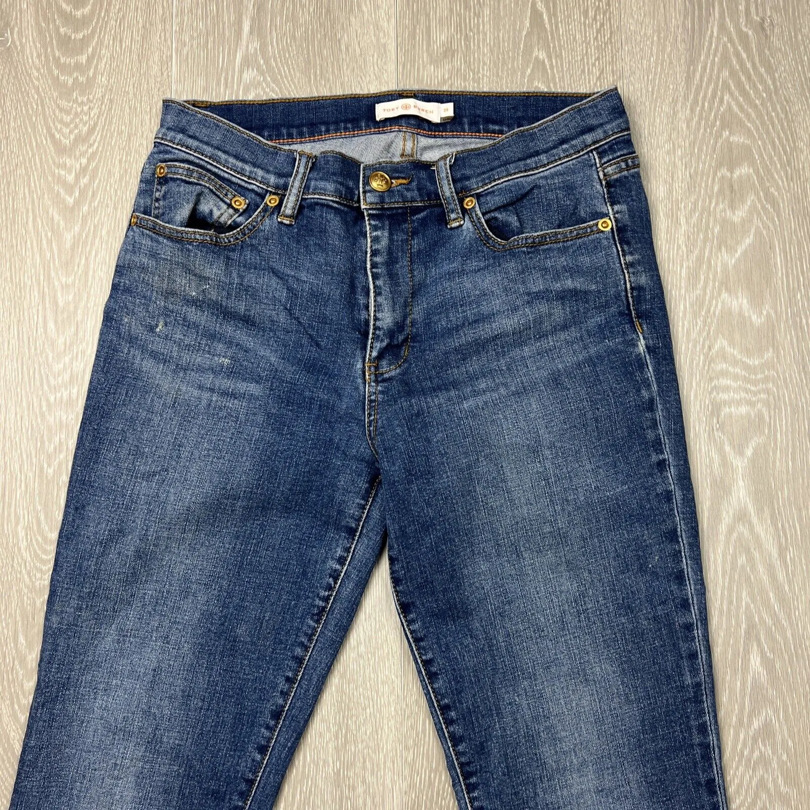 Tory Burch Womens Cropped Denim Blue Jeans Size 26