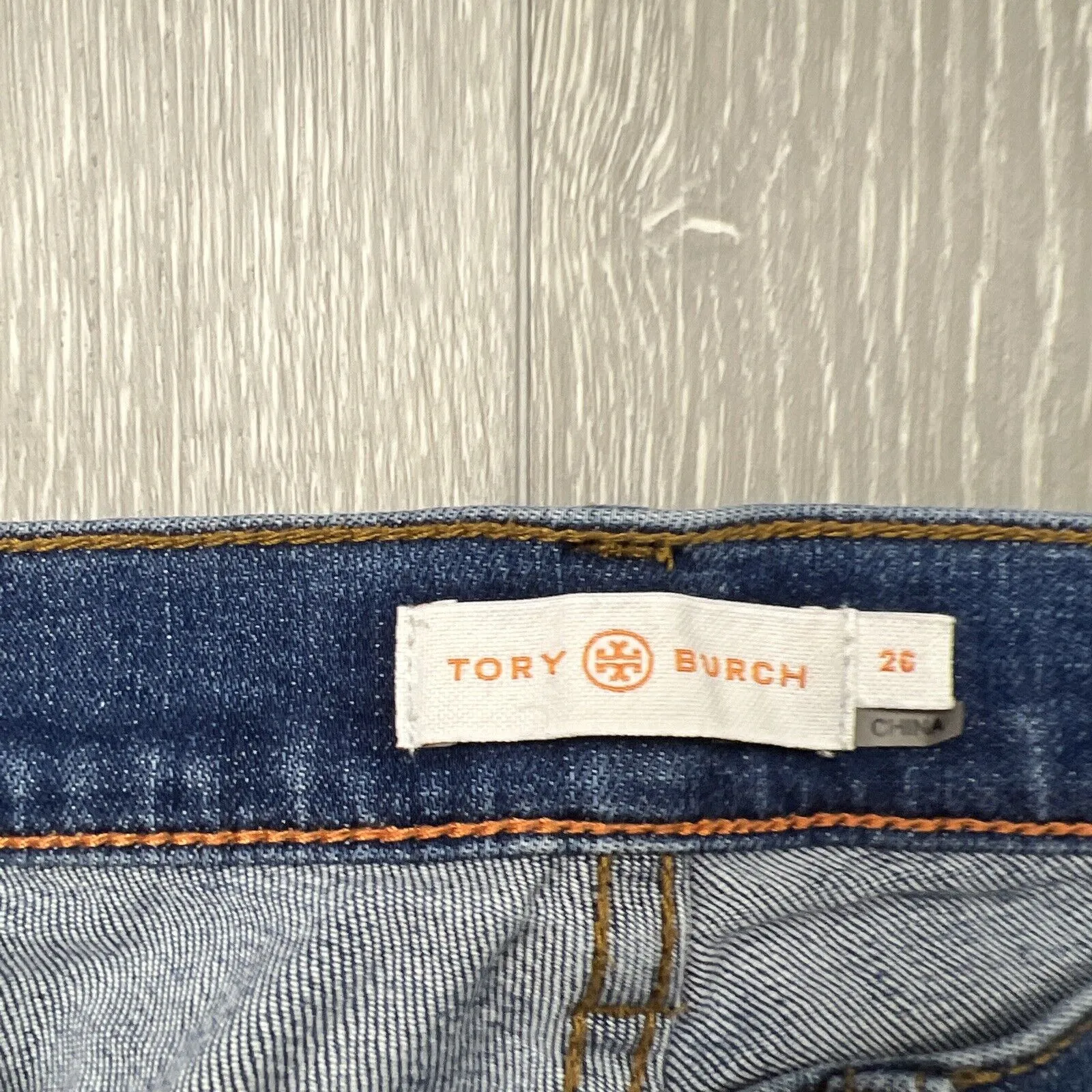 Tory Burch Womens Cropped Denim Blue Jeans Size 26