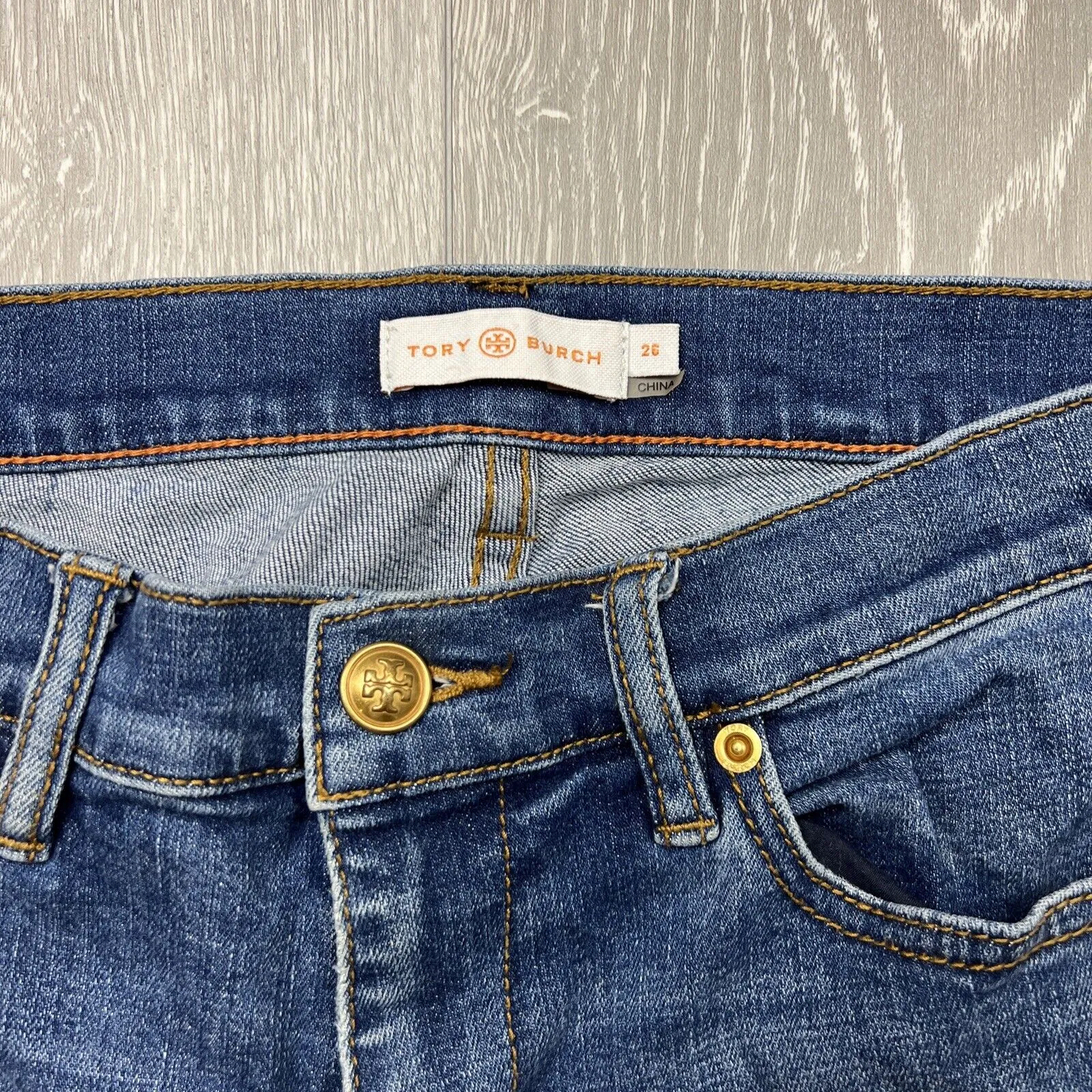 Tory Burch Womens Cropped Denim Blue Jeans Size 26