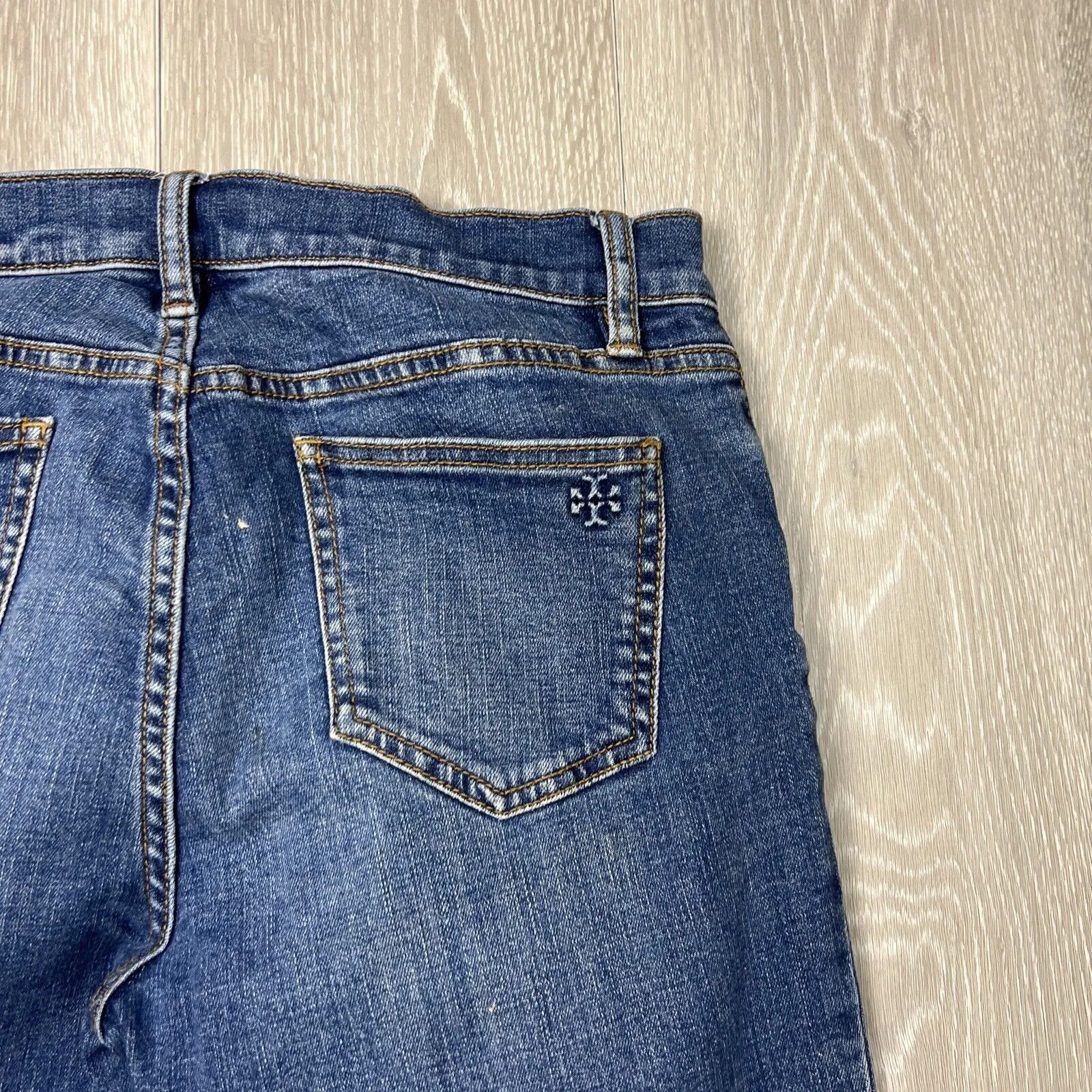 Tory Burch Womens Cropped Denim Blue Jeans Size 26