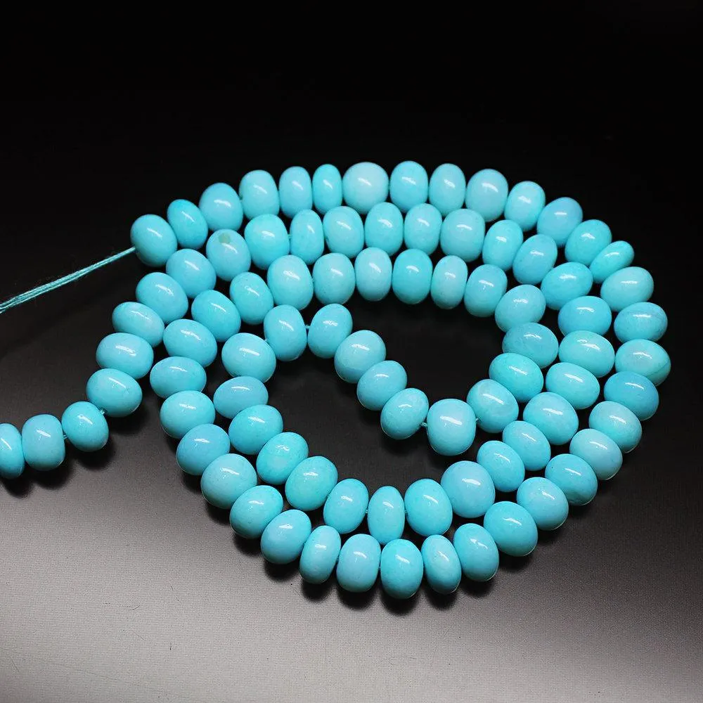 Treated Peruvian Blue Opal Smooth Rondelle Craft Gemstone Loose Beads 6mm 12"