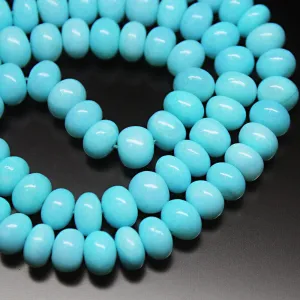 Treated Peruvian Blue Opal Smooth Rondelle Craft Gemstone Loose Beads 6mm 12"