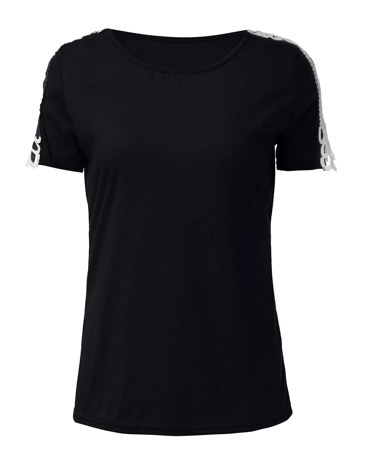 Trendy Blouse Women Ladies O Neck Lace Patchwork Short Sleeve Loose Solid Shirts Plus Size Casual Tops