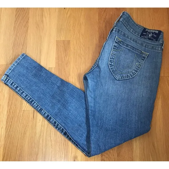 True Religion Women's  Skinny Fit Stretch Jeans in light blue  size 29 Stretch