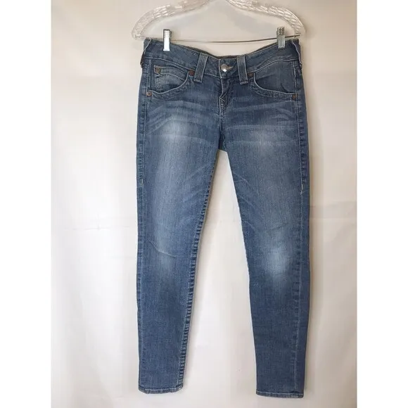 True Religion Women's  Skinny Fit Stretch Jeans in light blue  size 29 Stretch
