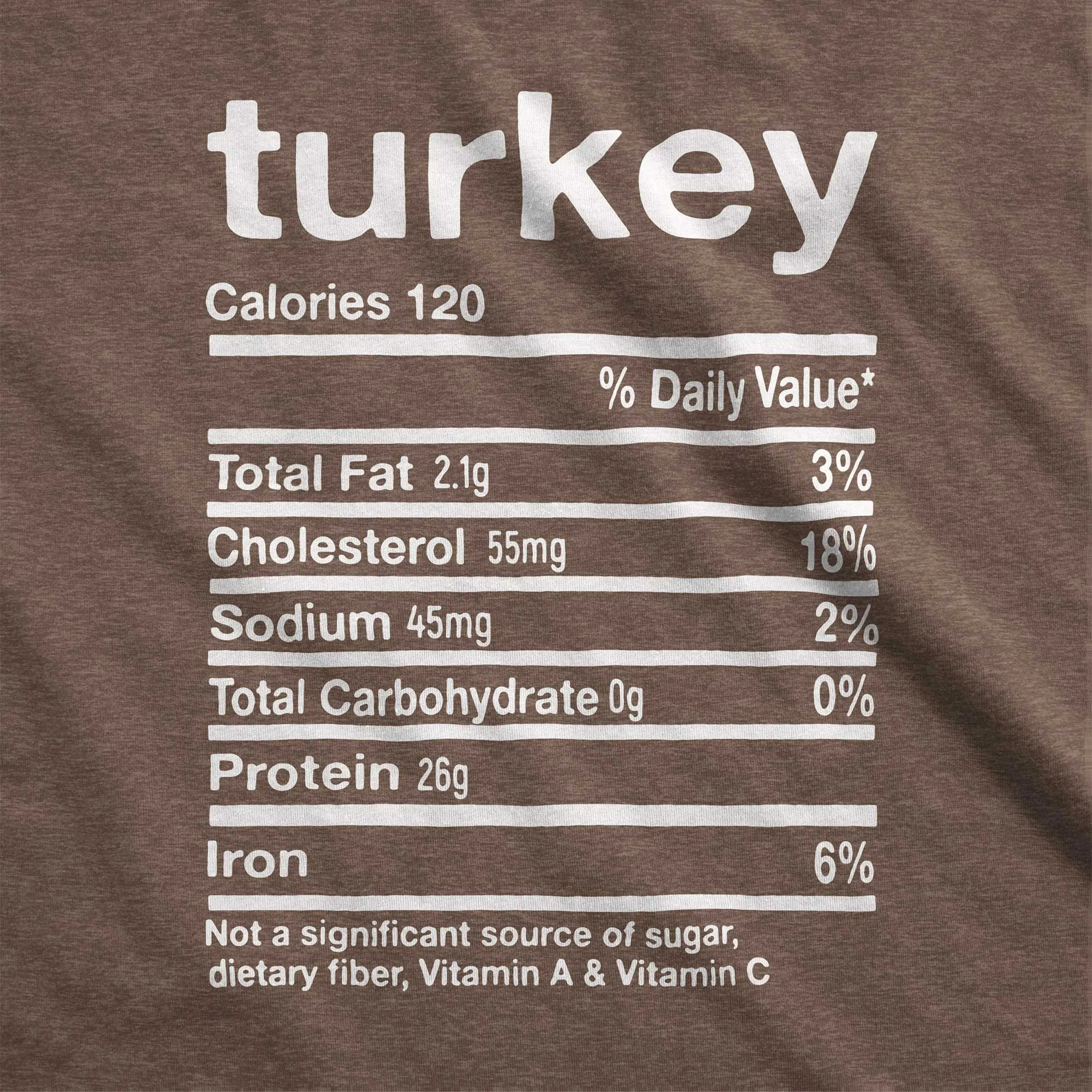 Turkey Nutrition Facts, Funny - Adult Unisex Jersey Crew Tee