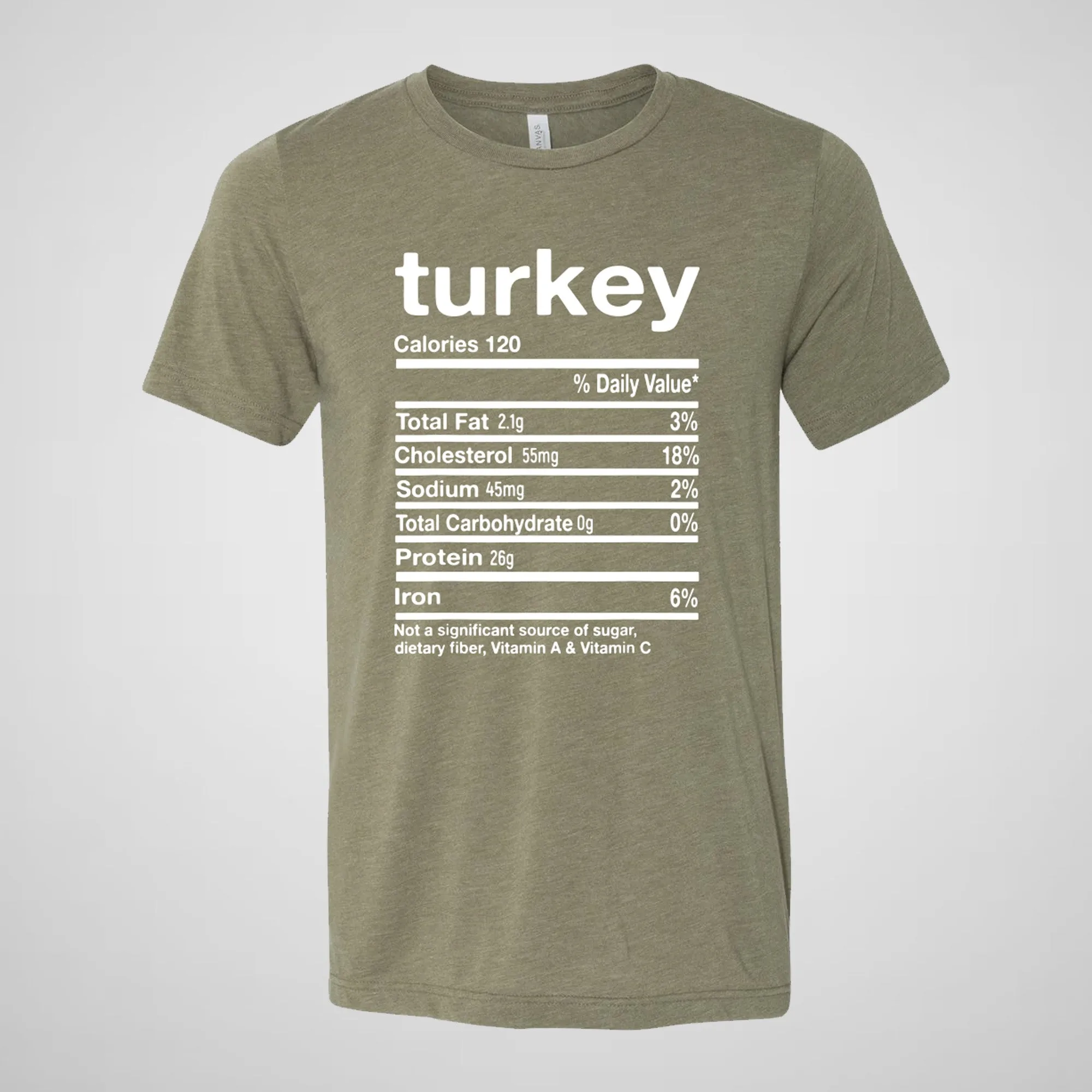 Turkey Nutrition Facts, Funny - Adult Unisex Jersey Crew Tee