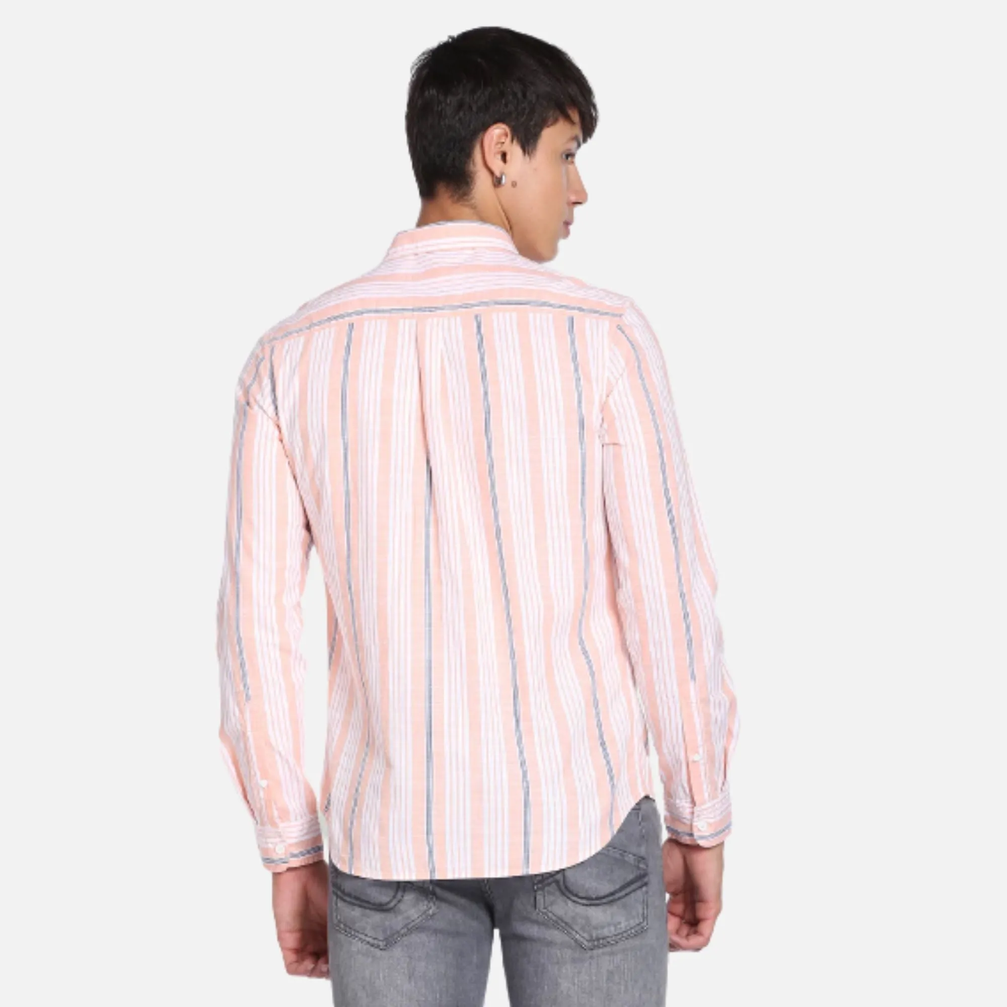 Vertical Stripe Slim Fit Casual Shirt