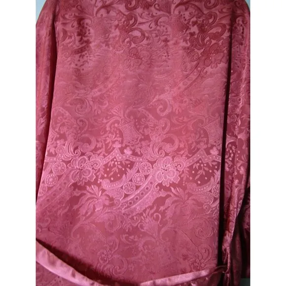 Victorias Secret Gold Label Satin Kimono Robe One Size Paisley Damask Dusty Pink