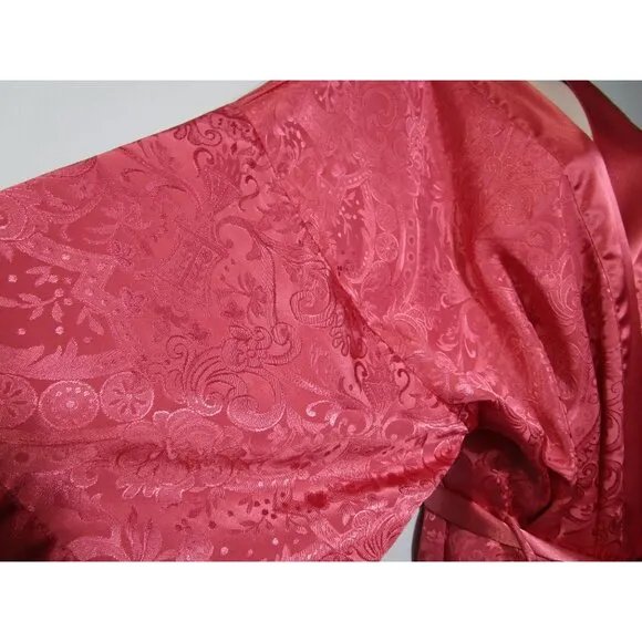 Victorias Secret Gold Label Satin Kimono Robe One Size Paisley Damask Dusty Pink