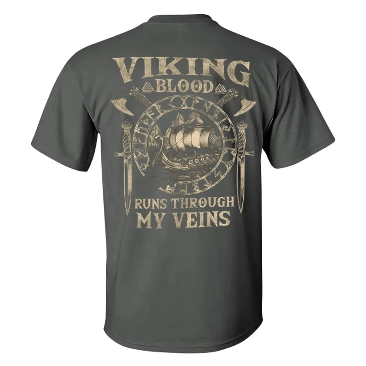 Viking Blood Runs Through My Veins Printed Men's T-shirt