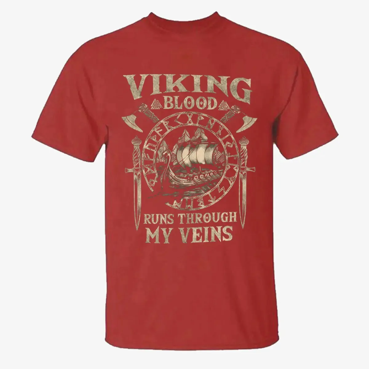 Viking Blood Runs Through My Veins Printed Men's T-shirt