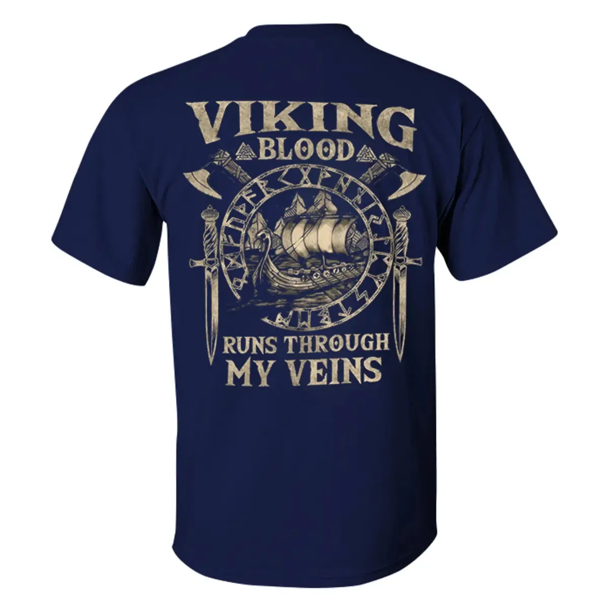 Viking Blood Runs Through My Veins Printed Men's T-shirt