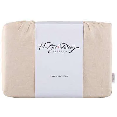 Vintage Design Birch French 100% Linen Sheet Set