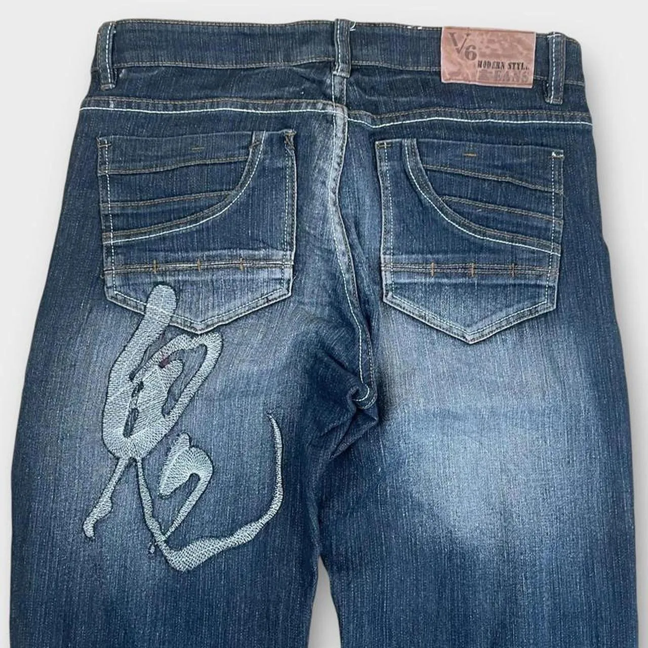 Vintage Japanese Denim Embroidered Straight Fit Jeans