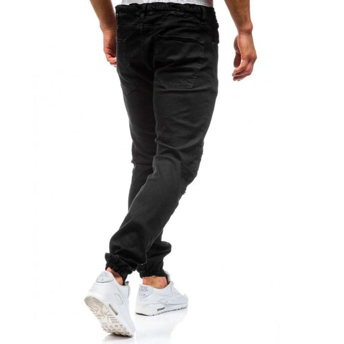 West Louis™ Hip Hop Washed Men Skinny Hole Jean