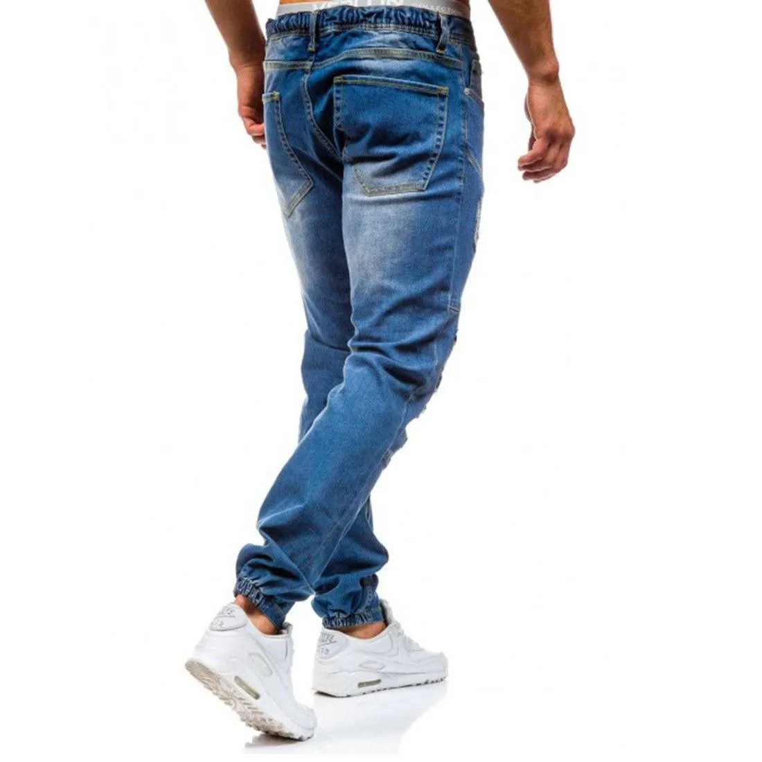 West Louis™ Hip Hop Washed Men Skinny Hole Jean