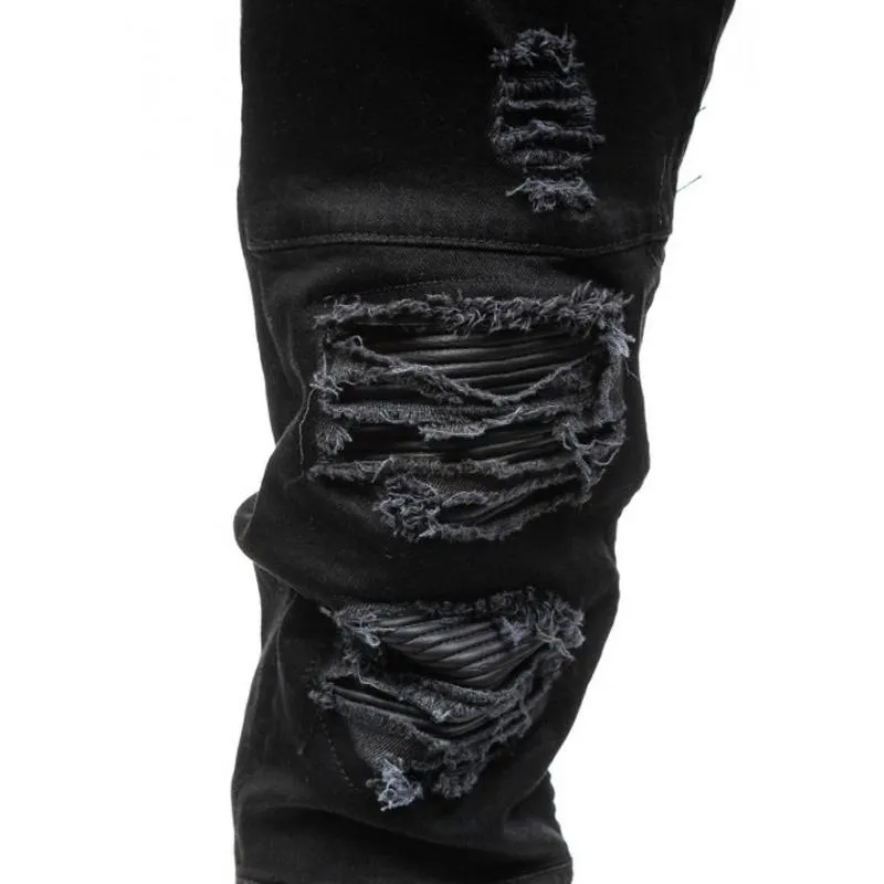 West Louis™ Hip Hop Washed Men Skinny Hole Jean