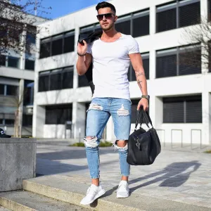 West Louis™ Trending Frayed Denim Jeans