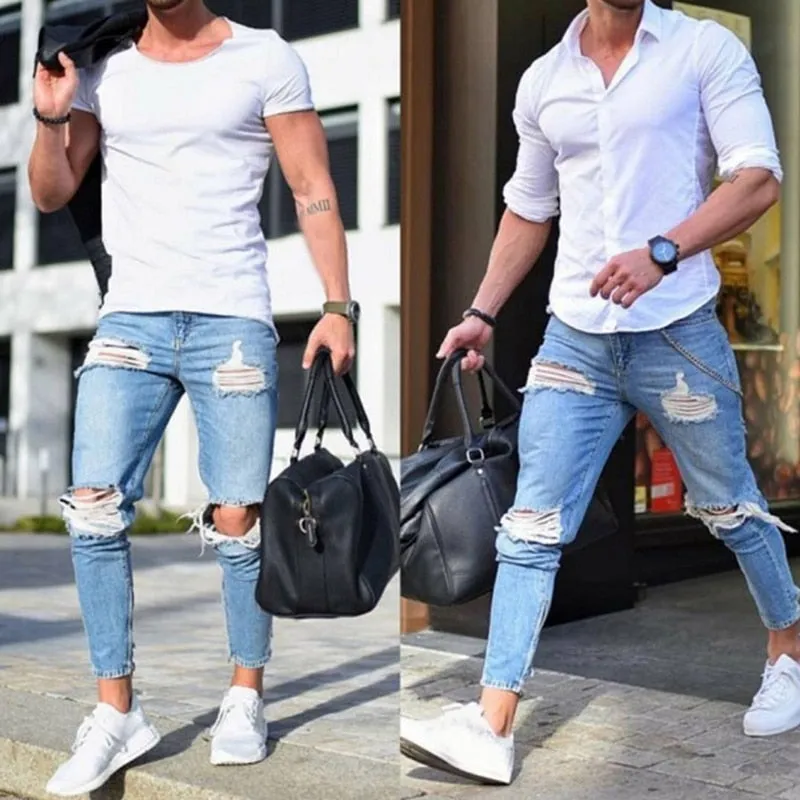 West Louis™ Trending Frayed Denim Jeans